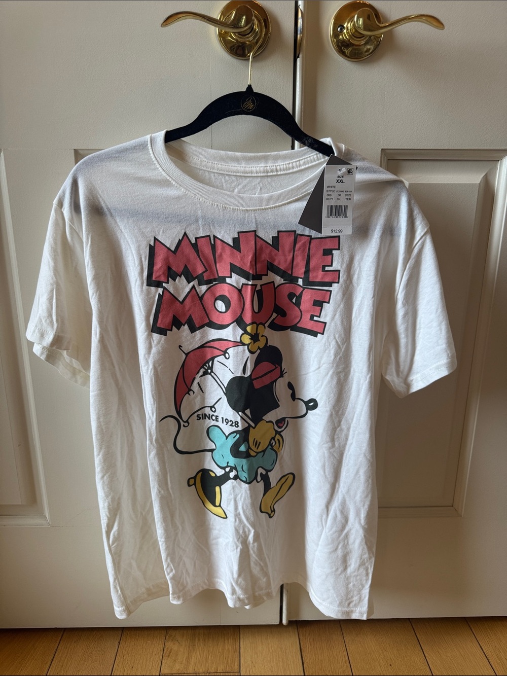 Minnie Mouse Graphic Tee - White with Red, Black, Yellow, Aqua